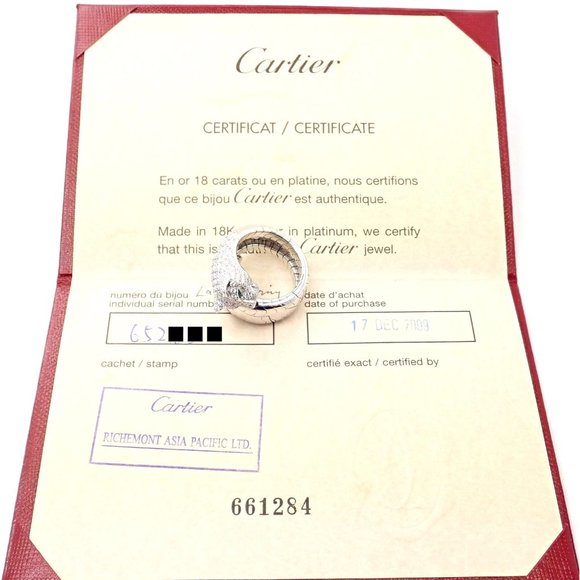 Authentic! Cartier Panther 18k White Gold Diamond Emerald Onyx Band Ring Cert. - Picture 3 of 10